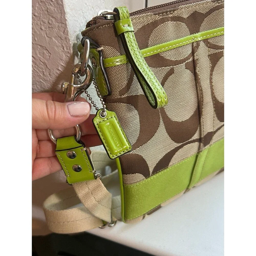 Coach Signature C Crossbody Bag in Brown, Tan & Chartreuse | Excellent Condition - Picture 8 of 11